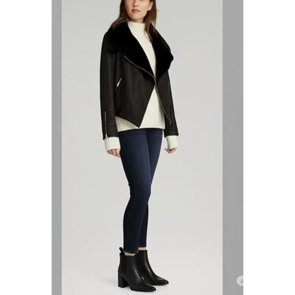 Haute Monde Black Faux Fur Waterfall Jacket With Zipper Details & Faux Suede L - Picture 3 of 12